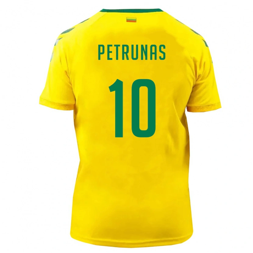 Danxen Hombre Camiseta Lituania Lukas Petrunas #10 Amarillo Verde 1ª Equipación 26-28 La Camisa