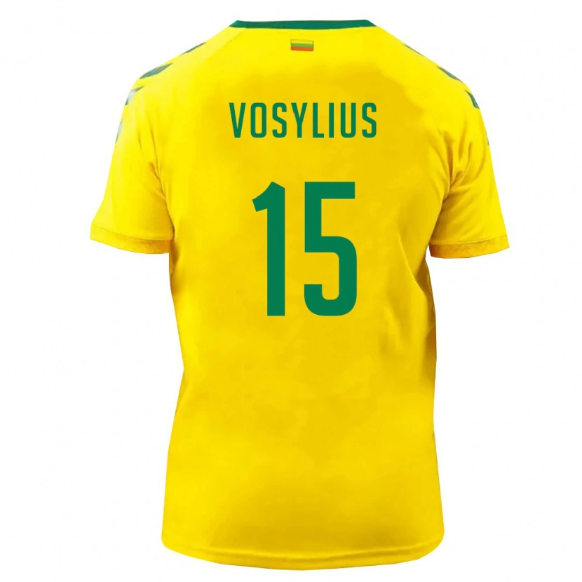 Danxen Hombre Camiseta Lituania Nidas Vosylius #15 Amarillo Verde 1ª Equipación 26-28 La Camisa