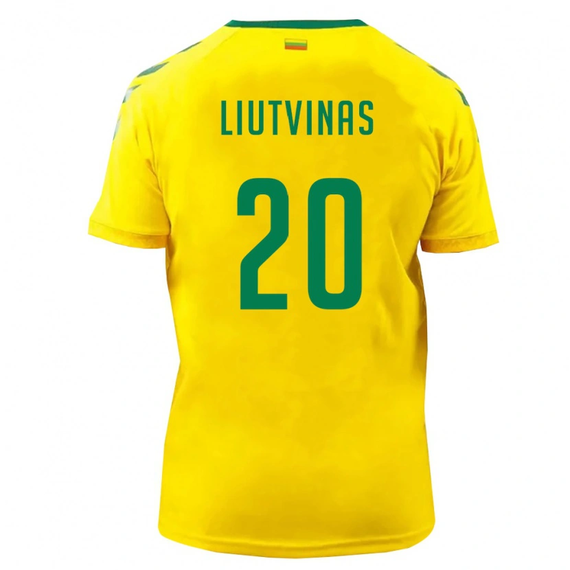 Danxen Hombre Camiseta Lituania Kristupas Liutvinas #20 Amarillo Verde 1ª Equipación 26-28 La Camisa