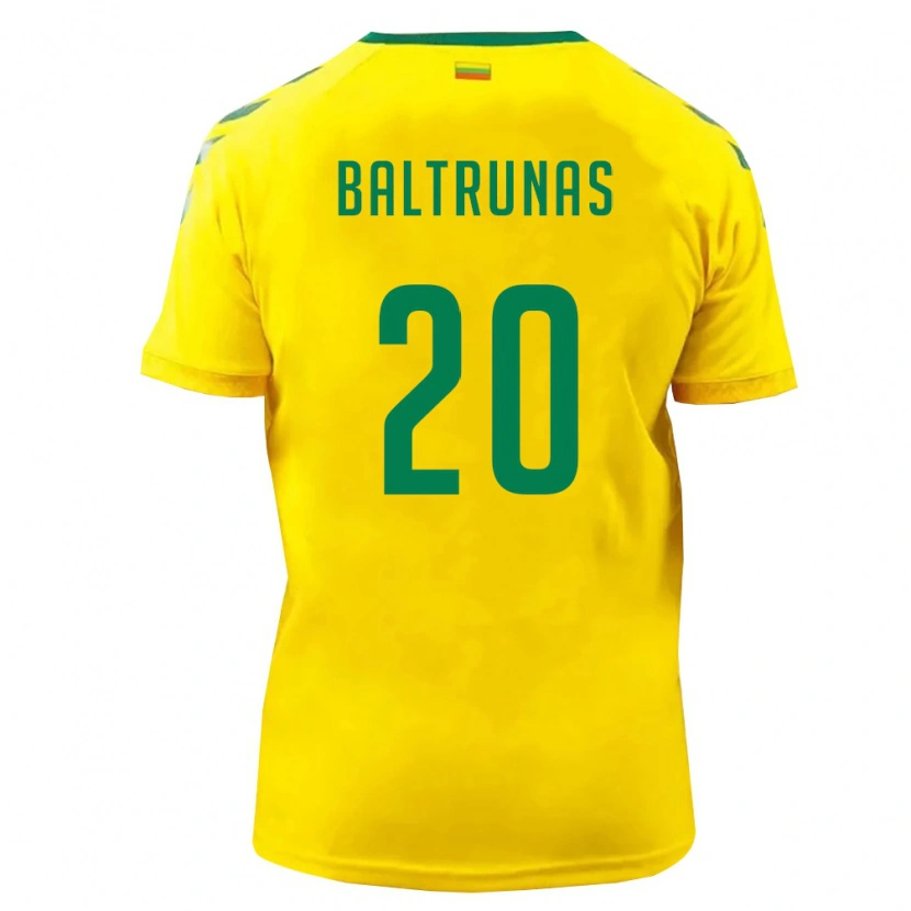 Danxen Hombre Camiseta Lituania Žygimantas Baltrūnas #20 Amarillo Verde 1ª Equipación 26-28 La Camisa
