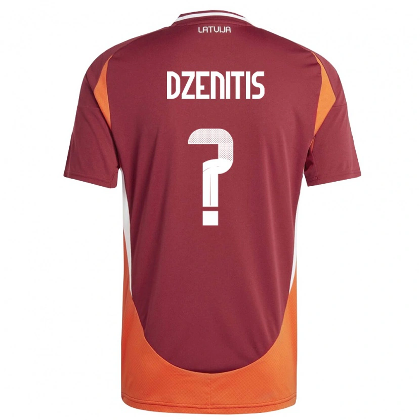 Danxen Hombre Camiseta Letonia Olivers Dzenitis #0 Rojo Oscuro Blanco Naranja 1ª Equipación 26-28 La Camisa