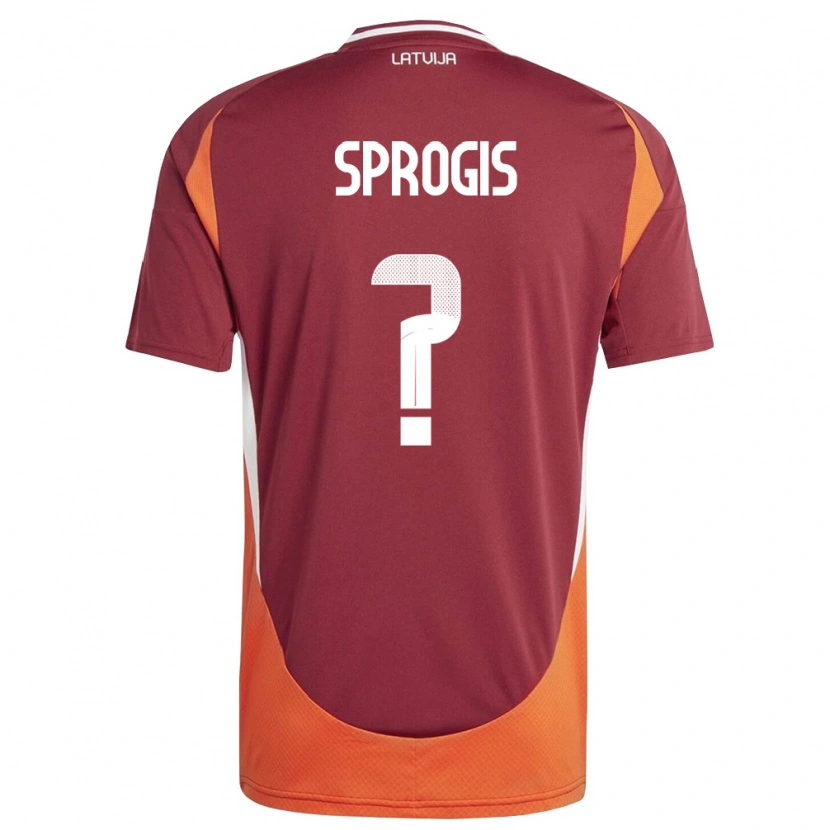 Danxen Hombre Camiseta Letonia Felikss Sprogis #0 Rojo Oscuro Blanco Naranja 1ª Equipación 26-28 La Camisa