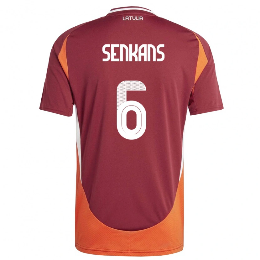 Danxen Hombre Camiseta Letonia Martins Senkans #6 Rojo Oscuro Blanco Naranja 1ª Equipación 26-28 La Camisa