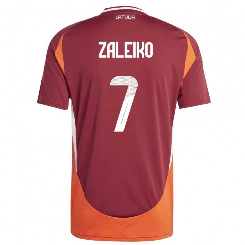 Danxen Hombre Camiseta Letonia Glebs Zaleiko #7 Rojo Oscuro Blanco Naranja 1ª Equipación 26-28 La Camisa