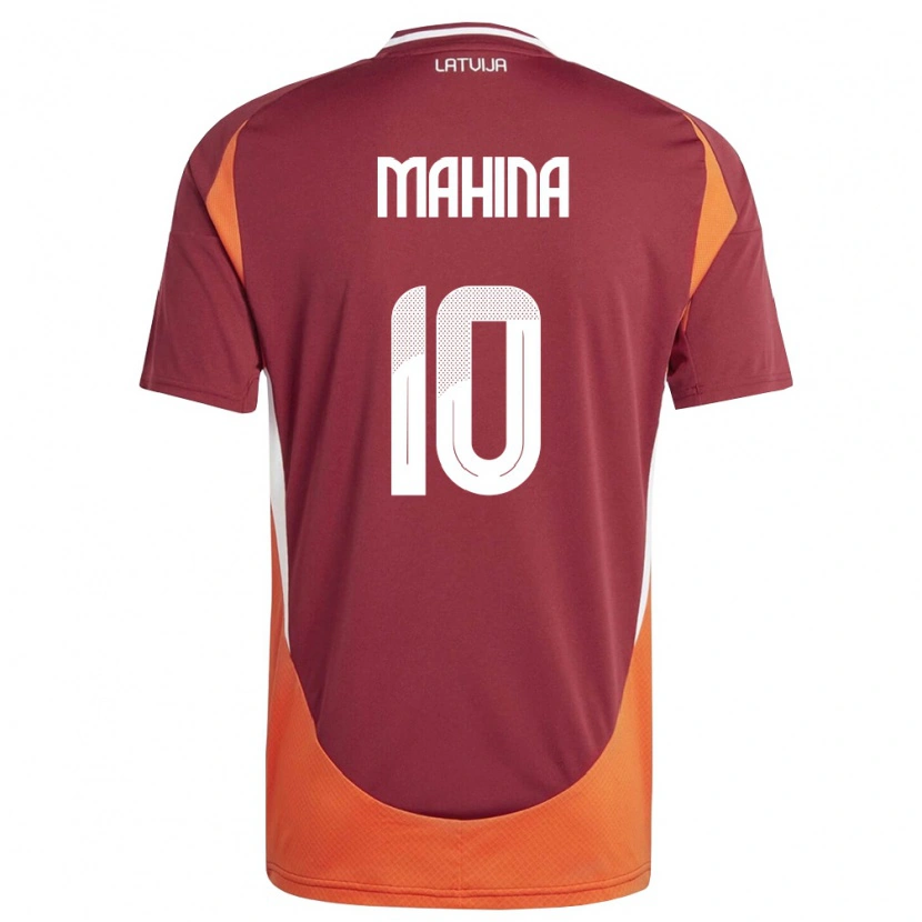 Danxen Hombre Camiseta Letonia Nazars Mahina #10 Rojo Oscuro Blanco Naranja 1ª Equipación 26-28 La Camisa