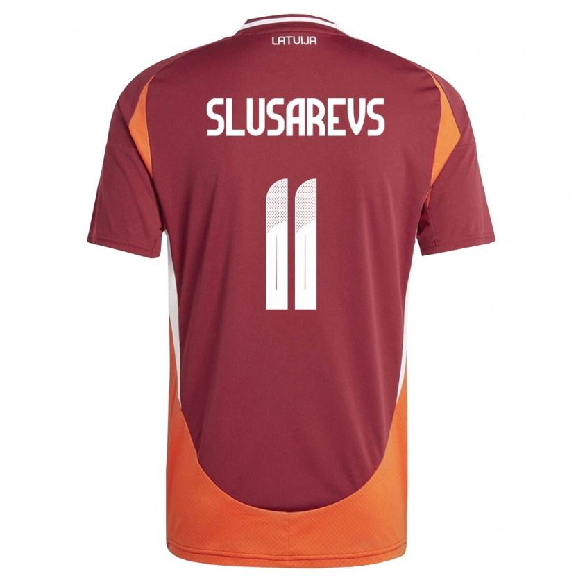 Danxen Hombre Camiseta Letonia Danila Slusarevs #11 Rojo Oscuro Blanco Naranja 1ª Equipación 26-28 La Camisa
