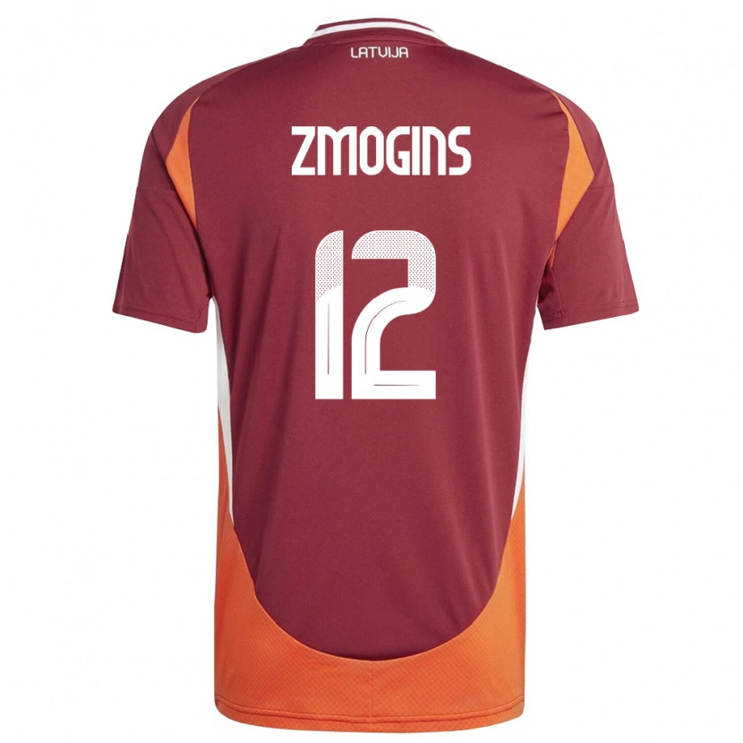 Danxen Hombre Camiseta Letonia Reinis Zmogins #12 Rojo Oscuro Blanco Naranja 1ª Equipación 26-28 La Camisa