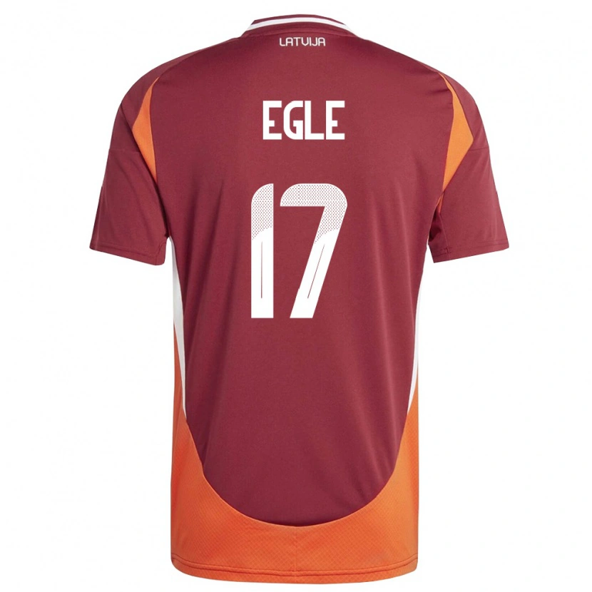 Danxen Hombre Camiseta Letonia Francis Egle #17 Rojo Oscuro Blanco Naranja 1ª Equipación 26-28 La Camisa
