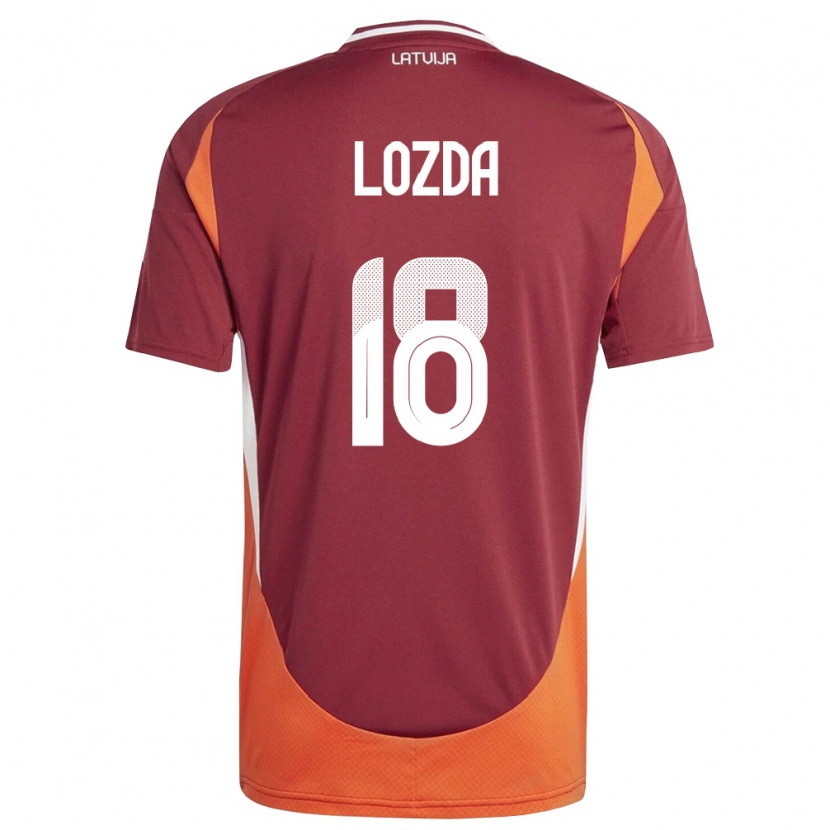 Danxen Hombre Camiseta Letonia Linards Lozda #18 Rojo Oscuro Blanco Naranja 1ª Equipación 26-28 La Camisa