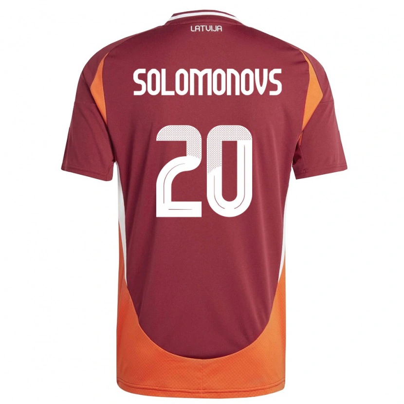 Danxen Hombre Camiseta Letonia Nikita Solomonovs #20 Rojo Oscuro Blanco Naranja 1ª Equipación 26-28 La Camisa