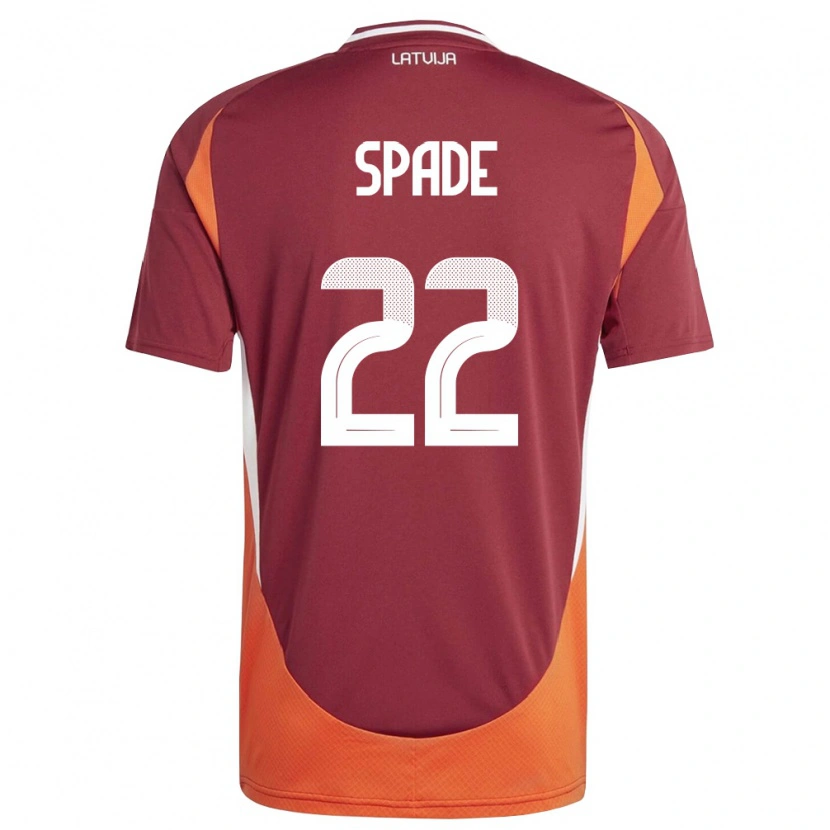 Danxen Hombre Camiseta Letonia Markuss Spade #22 Rojo Oscuro Blanco Naranja 1ª Equipación 26-28 La Camisa