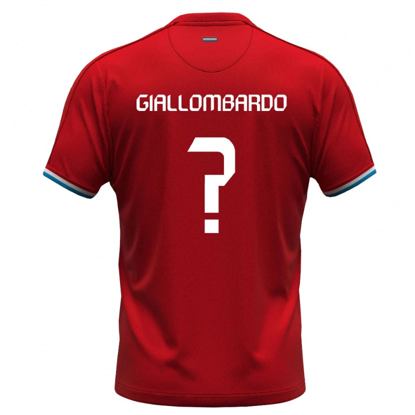 Danxen Hombre Camiseta Luxemburgo Matteo Giallombardo #0 Rojo Blanco Azul 1ª Equipación 26-28 La Camisa