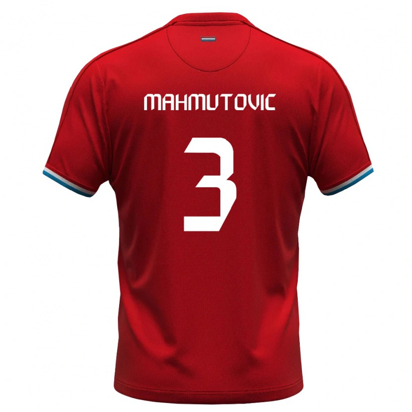 Danxen Hombre Camiseta Luxemburgo Enes Mahmutovic #3 Rojo Blanco Azul 1ª Equipación 26-28 La Camisa