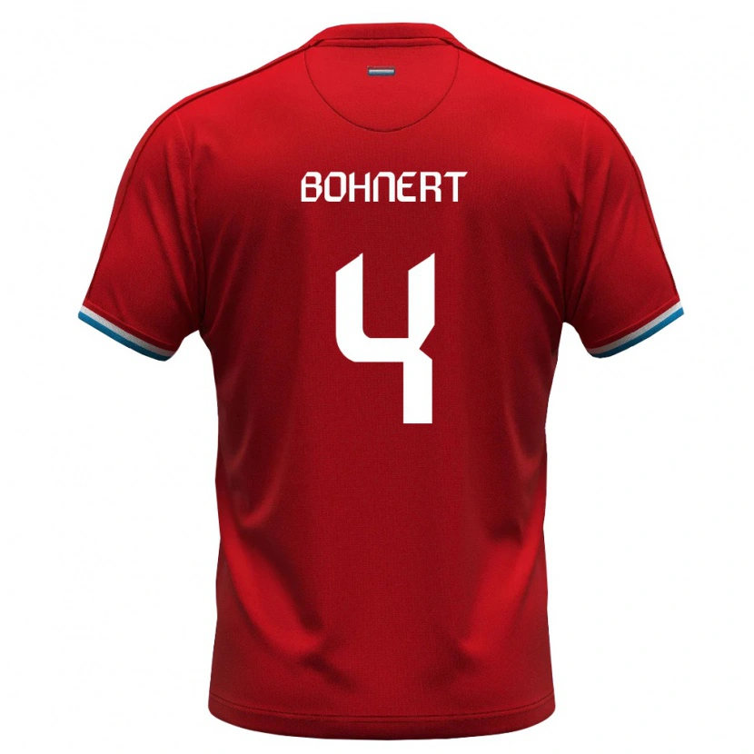 Danxen Hombre Camiseta Luxemburgo Florian Bohnert #4 Rojo Blanco Azul 1ª Equipación 26-28 La Camisa