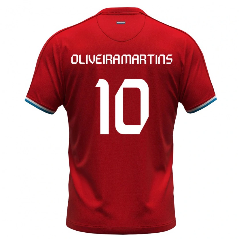 Danxen Hombre Camiseta Luxemburgo Tiago Oliveira Martins #10 Rojo Blanco Azul 1ª Equipación 26-28 La Camisa