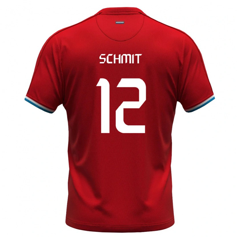 Danxen Hombre Camiseta Luxemburgo Ben Schmit #12 Rojo Blanco Azul 1ª Equipación 26-28 La Camisa