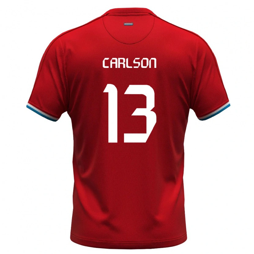 Danxen Hombre Camiseta Luxemburgo Dirk Carlson #13 Rojo Blanco Azul 1ª Equipación 26-28 La Camisa