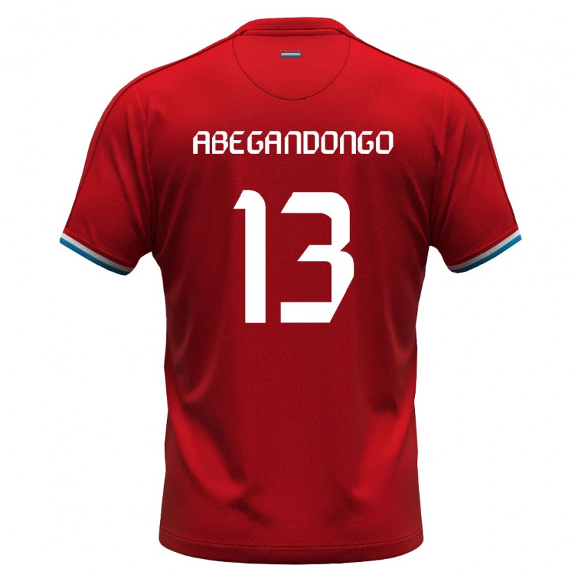 Danxen Hombre Camiseta Luxemburgo Prince Abega Ndongo #13 Rojo Blanco Azul 1ª Equipación 26-28 La Camisa