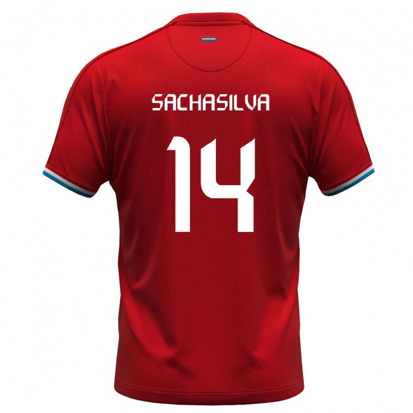 Danxen Hombre Camiseta Luxemburgo Sacha Carvalho Da Silva #14 Rojo Blanco Azul 1ª Equipación 26-28 La Camisa