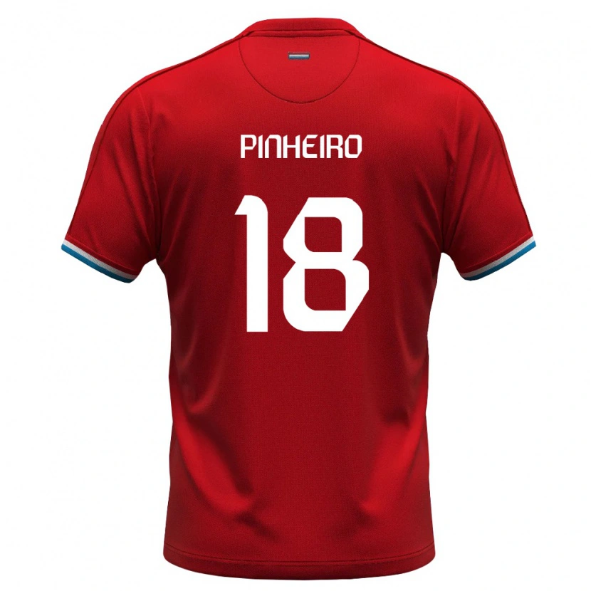 Danxen Hombre Camiseta Luxemburgo Malik Pinheiro #18 Rojo Blanco Azul 1ª Equipación 26-28 La Camisa