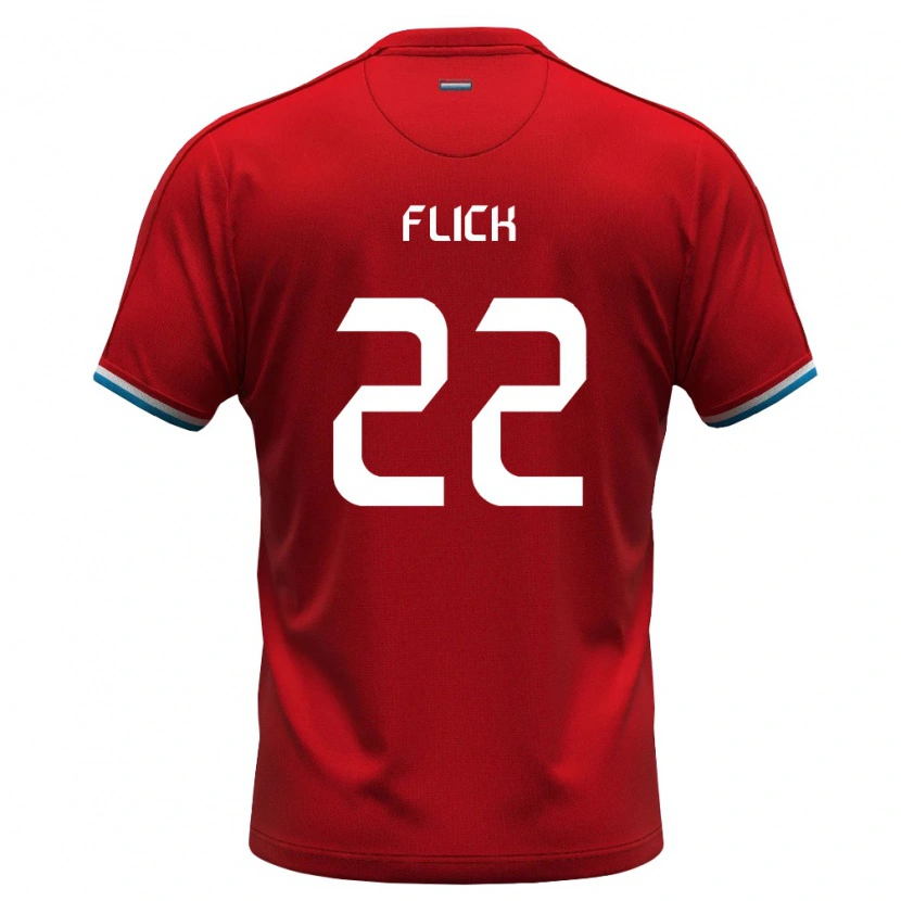 Danxen Hombre Camiseta Luxemburgo Tim Flick #22 Rojo Blanco Azul 1ª Equipación 26-28 La Camisa