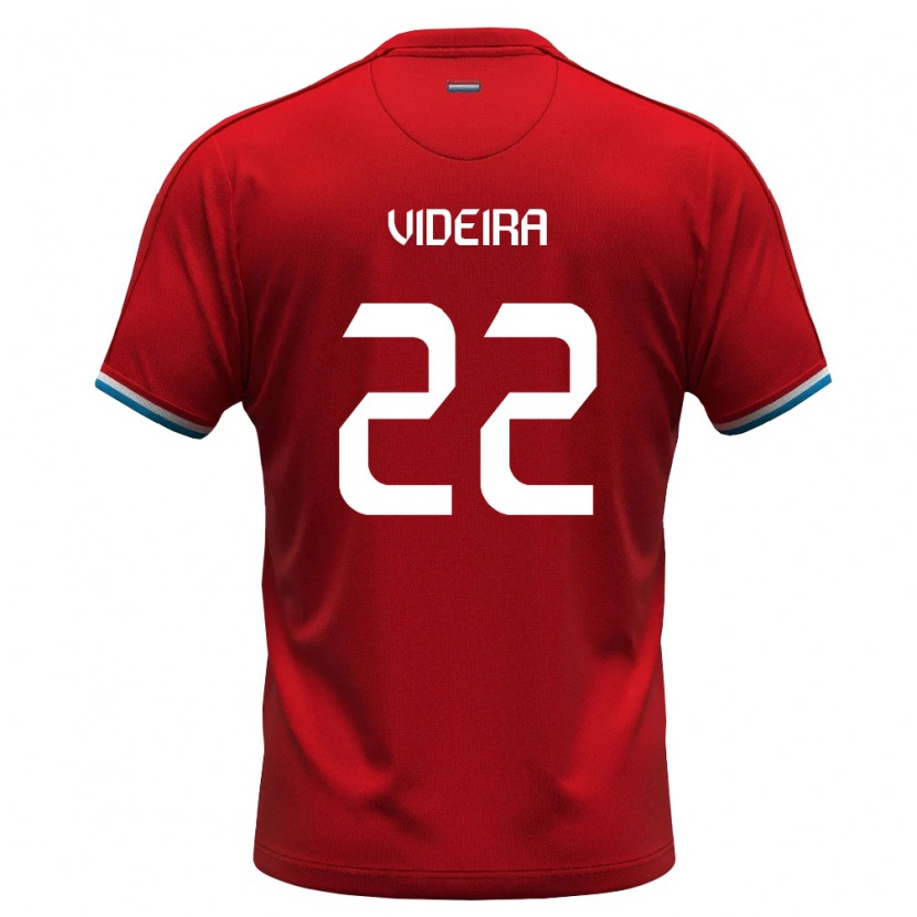 Danxen Hombre Camiseta Luxemburgo Jayson Videira #22 Rojo Blanco Azul 1ª Equipación 26-28 La Camisa