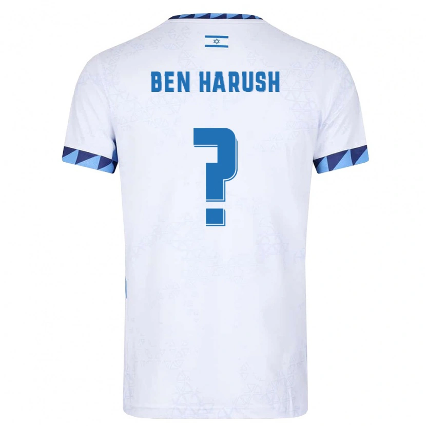 Danxen Hombre Camiseta Israel Noam Ben Harush #0 Blanco Azul Claro 1ª Equipación 26-28 La Camisa