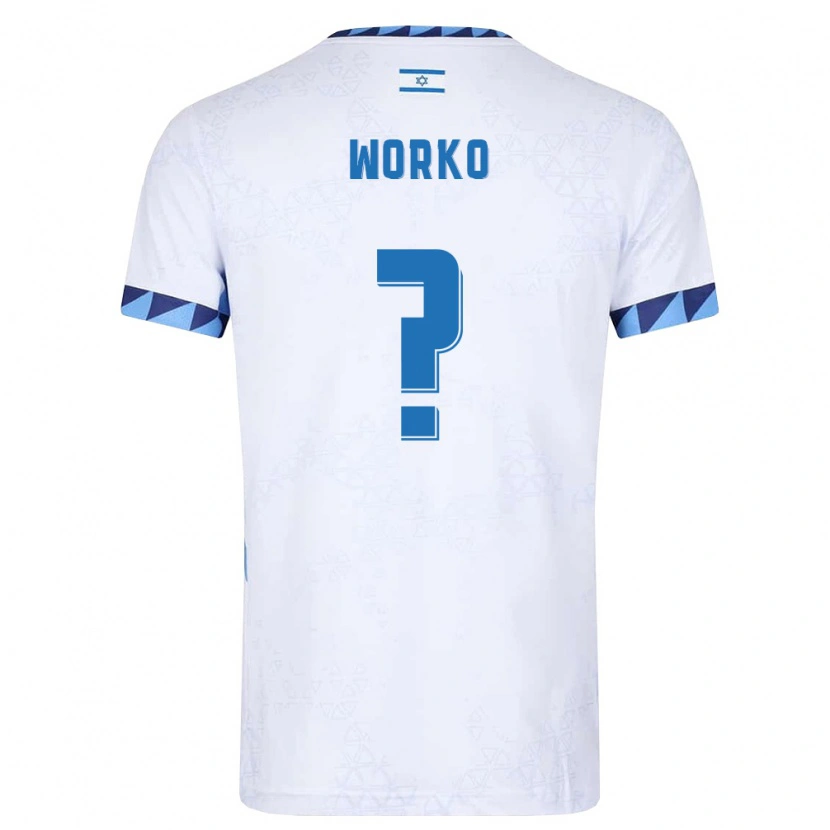 Danxen Hombre Camiseta Israel Degats Worko #0 Blanco Azul Claro 1ª Equipación 26-28 La Camisa
