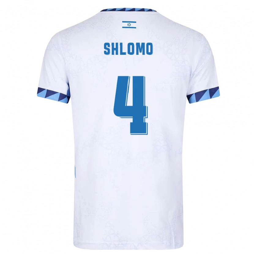 Danxen Hombre Camiseta Israel Raz Shlomo #4 Blanco Azul Claro 1ª Equipación 26-28 La Camisa