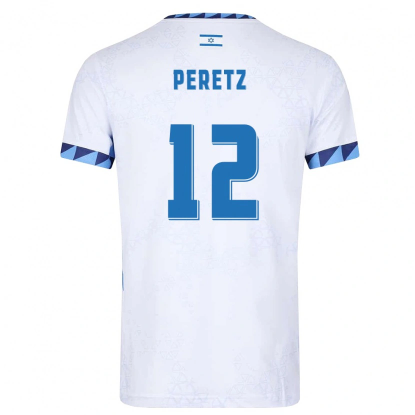 Danxen Hombre Camiseta Israel Yaniv Peretz #12 Blanco Azul Claro 1ª Equipación 26-28 La Camisa