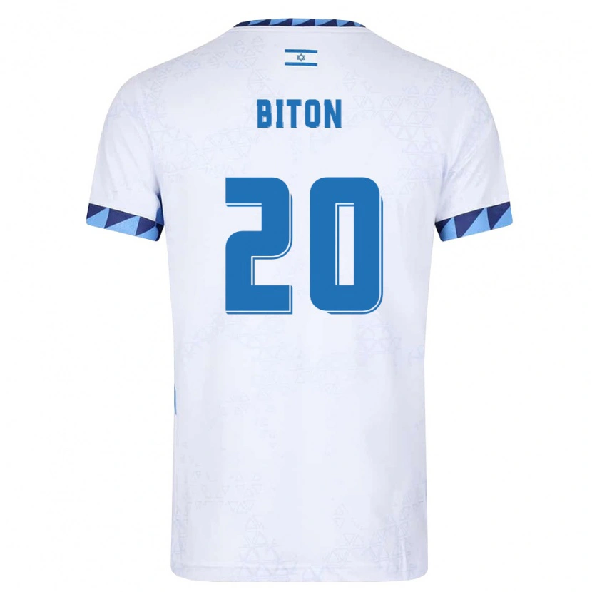 Danxen Hombre Camiseta Israel Dan Biton #20 Blanco Azul Claro 1ª Equipación 26-28 La Camisa