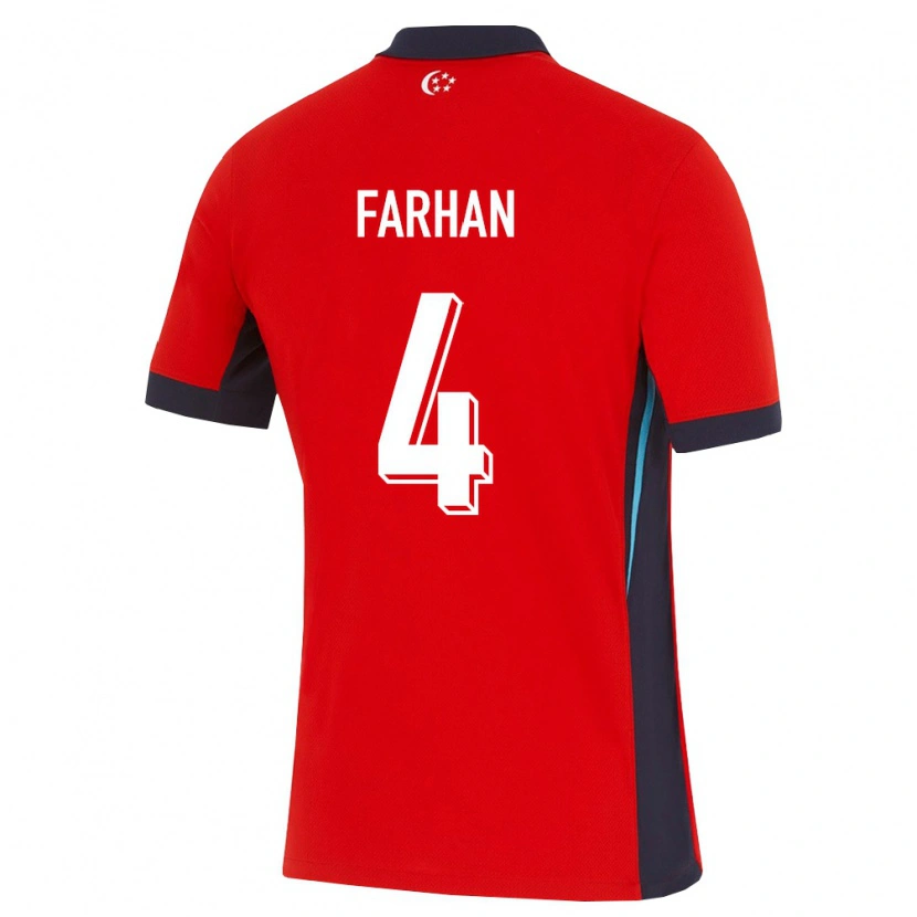 Danxen Hombre Camiseta Singapur Farhan Zulkifli #4 Rojo Blanco Negro 1ª Equipación 26-28 La Camisa