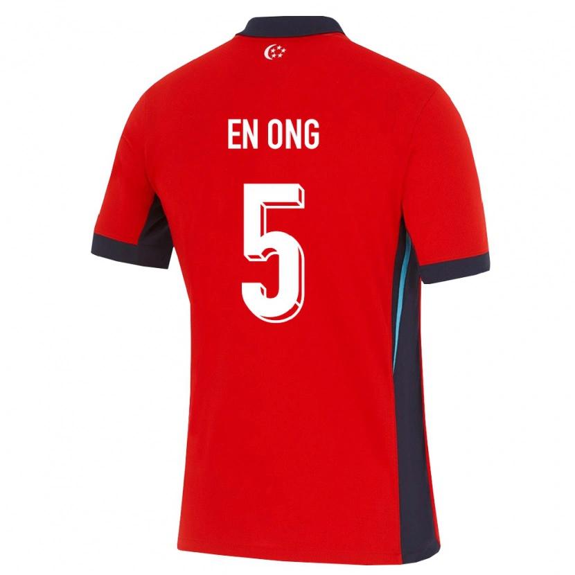 Danxen Hombre Camiseta Singapur Yu En Ong #5 Rojo Blanco Negro 1ª Equipación 26-28 La Camisa
