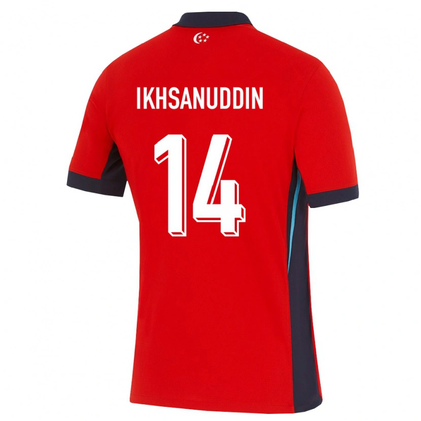 Danxen Hombre Camiseta Singapur Nur Ikhsanuddin #14 Rojo Blanco Negro 1ª Equipación 26-28 La Camisa