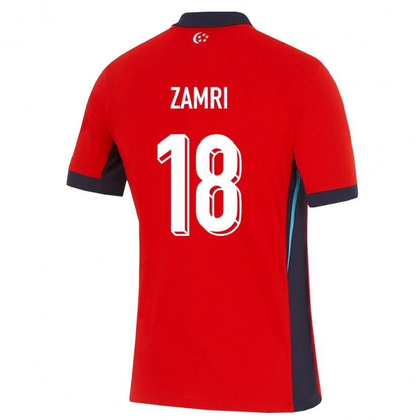 Danxen Hombre Camiseta Singapur Zamir Zamri #18 Rojo Blanco Negro 1ª Equipación 26-28 La Camisa