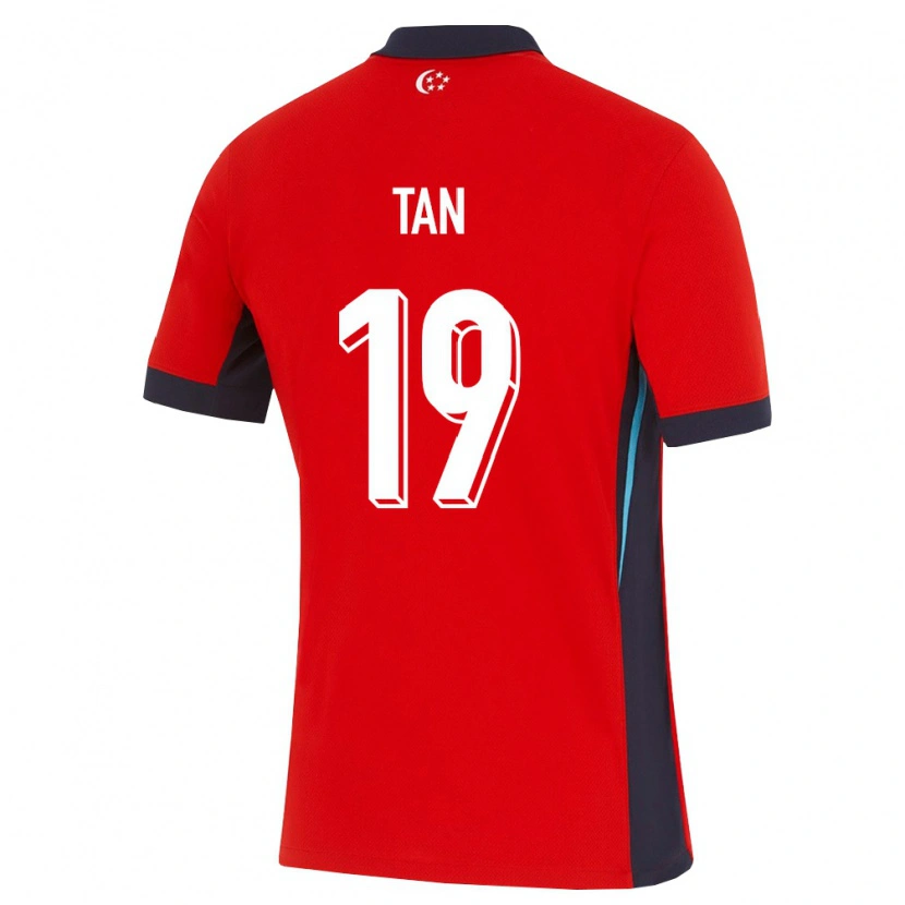 Danxen Hombre Camiseta Singapur Jonan Tan #19 Rojo Blanco Negro 1ª Equipación 26-28 La Camisa