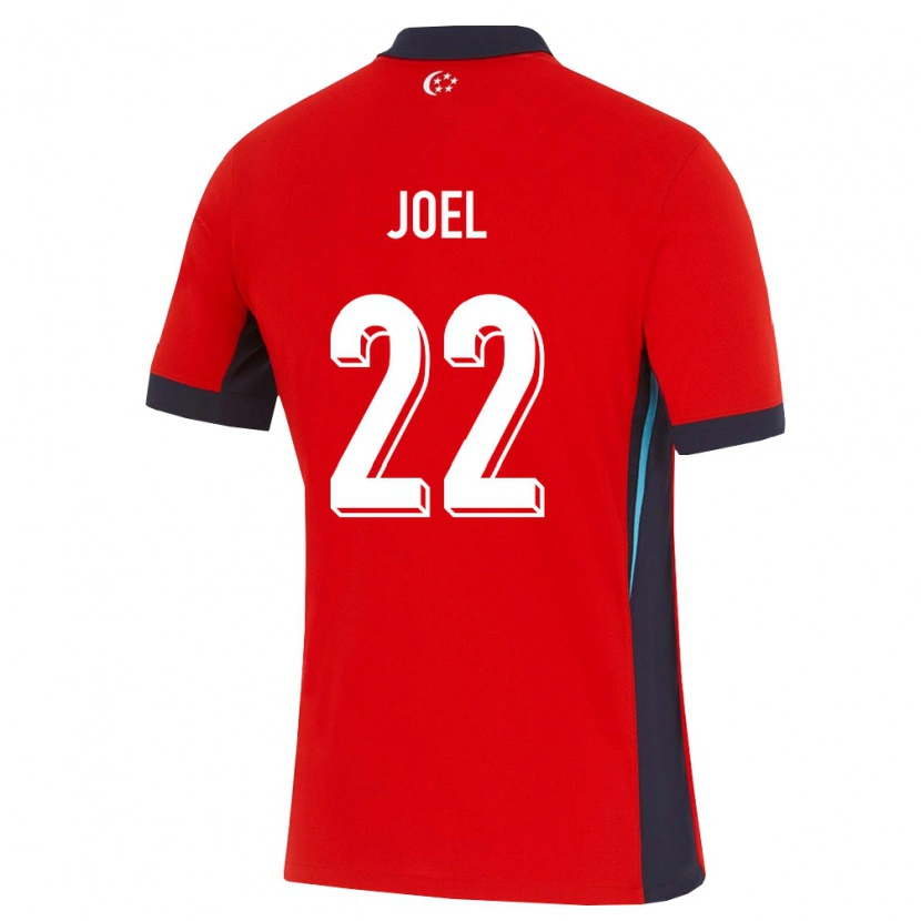 Danxen Hombre Camiseta Singapur Joel Chew #22 Rojo Blanco Negro 1ª Equipación 26-28 La Camisa