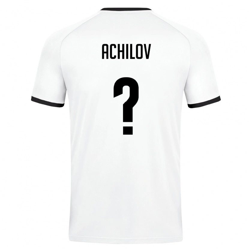 Danxen Hombre Camiseta Uzbekistán Fayz Achilov #0 Blanco Verde Oscuro 2ª Equipación 26-28 La Camisa