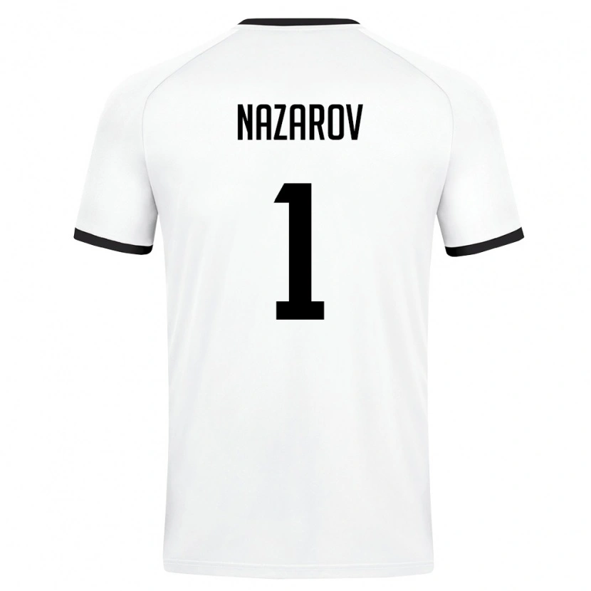 Danxen Hombre Camiseta Uzbekistán Vladimir Nazarov #1 Blanco Verde Oscuro 2ª Equipación 26-28 La Camisa