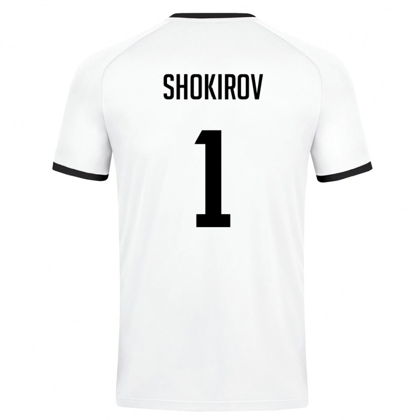 Danxen Hombre Camiseta Uzbekistán Ibrokhim Shokirov #1 Blanco Verde Oscuro 2ª Equipación 26-28 La Camisa