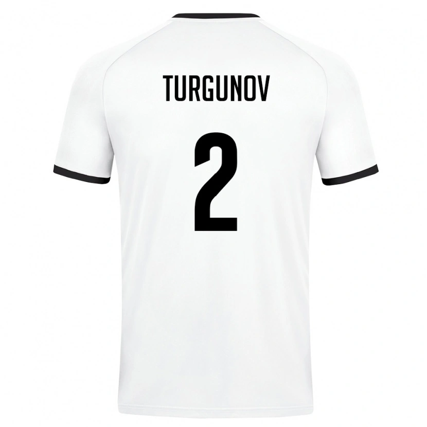 Danxen Hombre Camiseta Uzbekistán Kakhramon Turgunov #2 Blanco Verde Oscuro 2ª Equipación 26-28 La Camisa