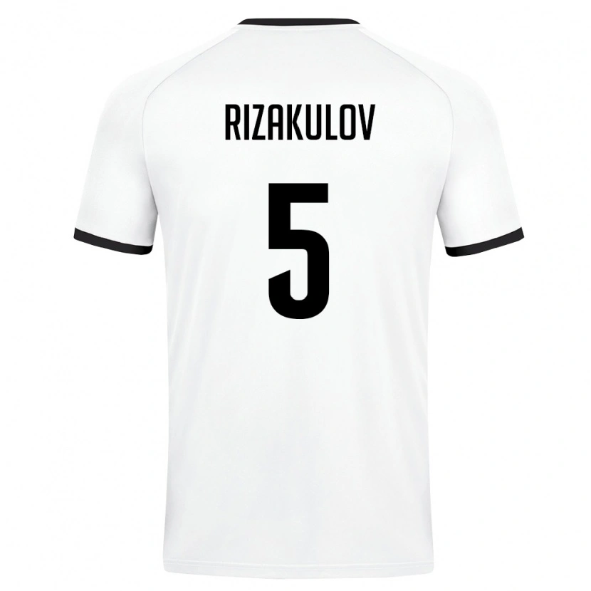 Danxen Hombre Camiseta Uzbekistán Giyosdzhon Rizakulov #5 Blanco Verde Oscuro 2ª Equipación 26-28 La Camisa