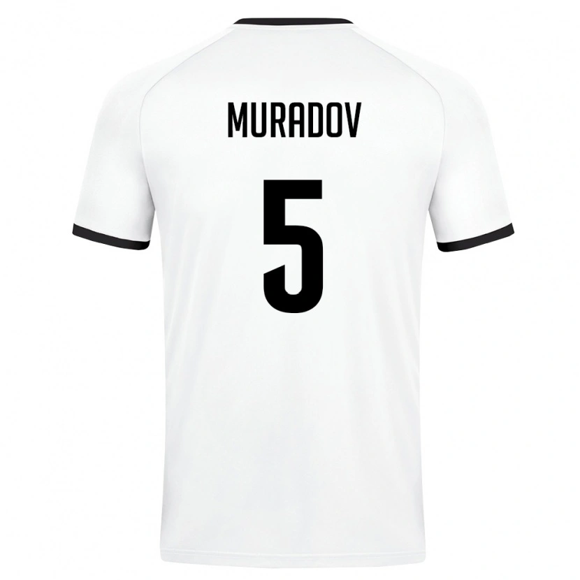 Danxen Hombre Camiseta Uzbekistán Amirkhon Muradov #5 Blanco Verde Oscuro 2ª Equipación 26-28 La Camisa