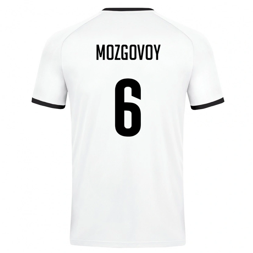 Danxen Hombre Camiseta Uzbekistán Akmal Mozgovoy #6 Blanco Verde Oscuro 2ª Equipación 26-28 La Camisa