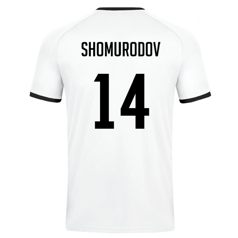 Danxen Hombre Camiseta Uzbekistán Eldor Shomurodov #14 Blanco Verde Oscuro 2ª Equipación 26-28 La Camisa