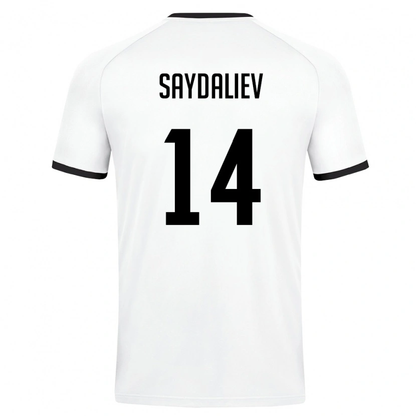 Danxen Hombre Camiseta Uzbekistán Kuvanishbek Saydaliev #14 Blanco Verde Oscuro 2ª Equipación 26-28 La Camisa