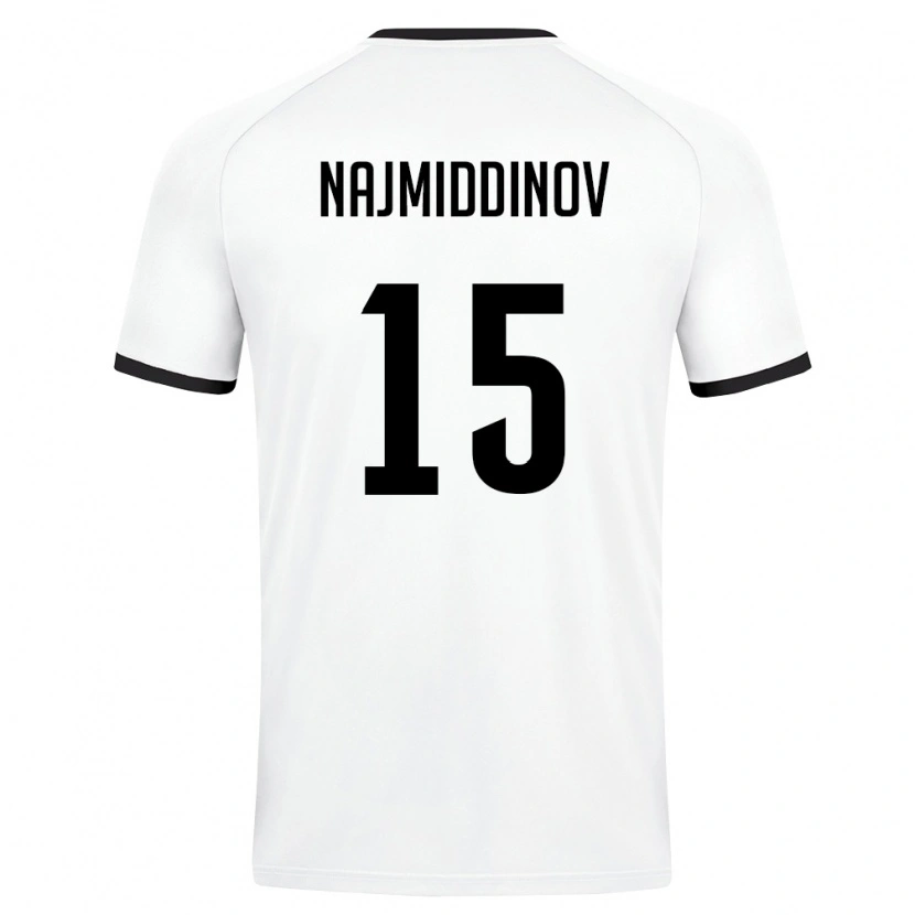 Danxen Hombre Camiseta Uzbekistán Ozodbek Najmiddinov #15 Blanco Verde Oscuro 2ª Equipación 26-28 La Camisa