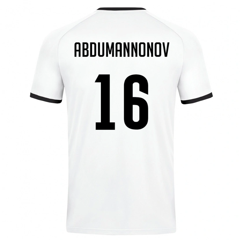 Danxen Hombre Camiseta Uzbekistán Shokhjakhon Abdumannonov #16 Blanco Verde Oscuro 2ª Equipación 26-28 La Camisa