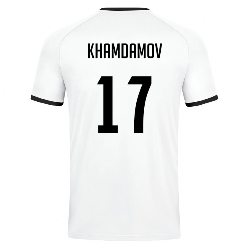Danxen Hombre Camiseta Uzbekistán Dostonbek Khamdamov #17 Blanco Verde Oscuro 2ª Equipación 26-28 La Camisa