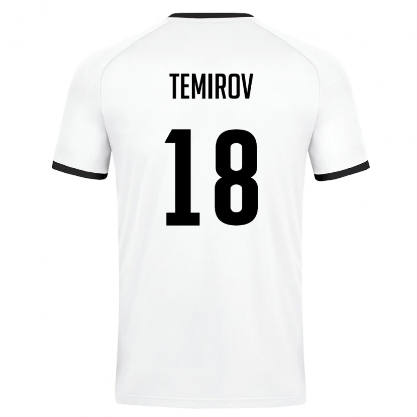Danxen Hombre Camiseta Uzbekistán Sherzod Temirov #18 Blanco Verde Oscuro 2ª Equipación 26-28 La Camisa